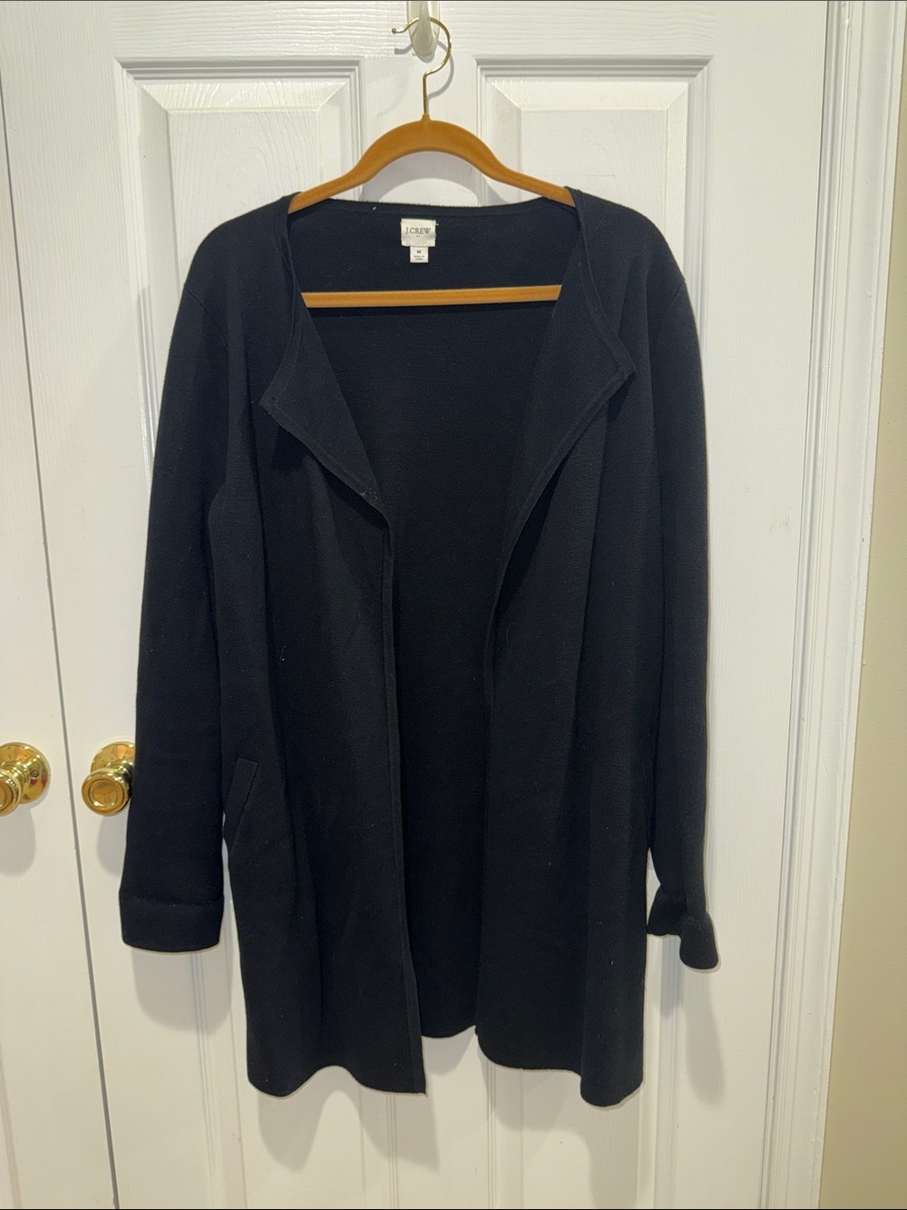 J. Crew Black Open-Front Knit Cardigan with Pockets